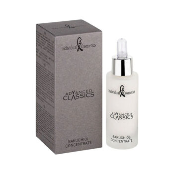 Flasche mit Pipette und Verpackung des Individual Cosmetics Advanced Classics Bakuchiol Concentrate von UPN Austria