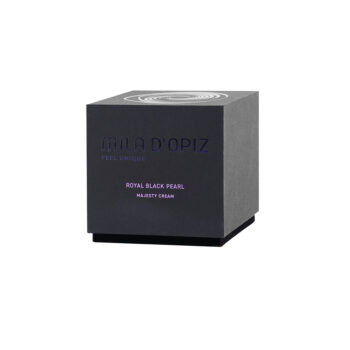 Schwarze Produktverpackung von MILA D'OPIZ Royal Black Pearl Majesty Cream