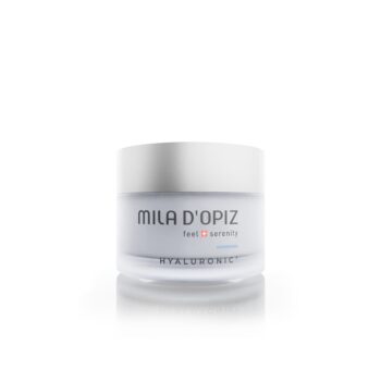 MILA D'OPIZ Hyaluronic Creme im weißen Kosmetiktiegel mit silbernem Deckel