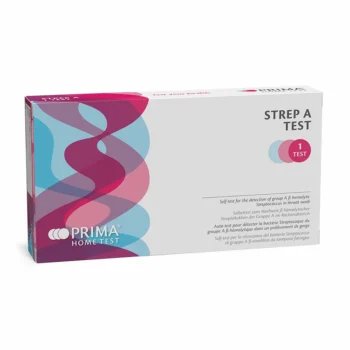 PRIMA Selbsttest zur Erkennung von Streptokokken der Gruppe A (β-hämolytisch) im Rachenabstrich – schnelle Diagnose bei Halsschmerzen.