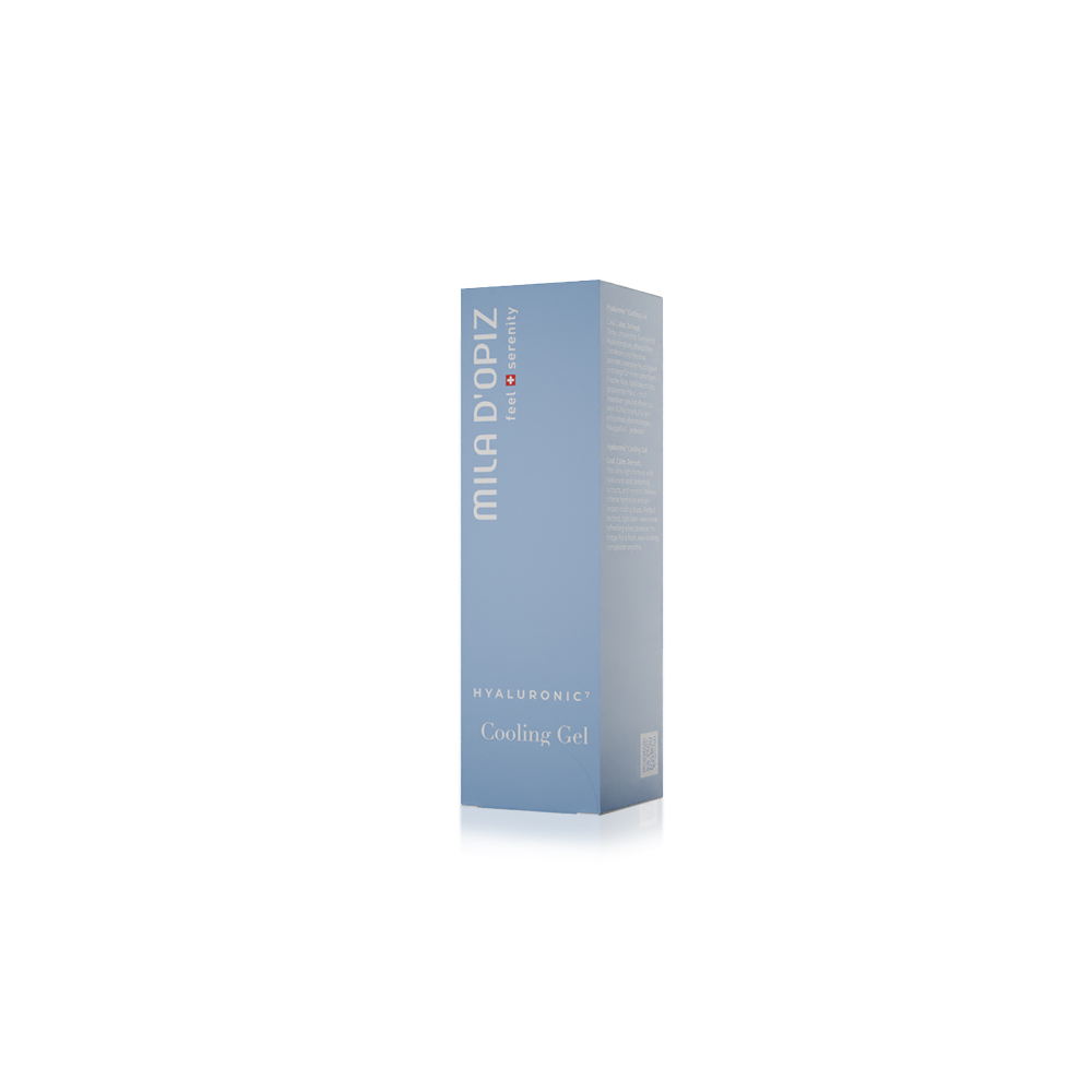 Blaue MILA D'OPIZ Hyaluronic Cooling Gel Verpackung
