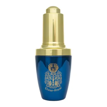 Blauer Elixier-Royal Flakon von Schlosswald-Bienengut mit goldener Verschlusskappe und Logo