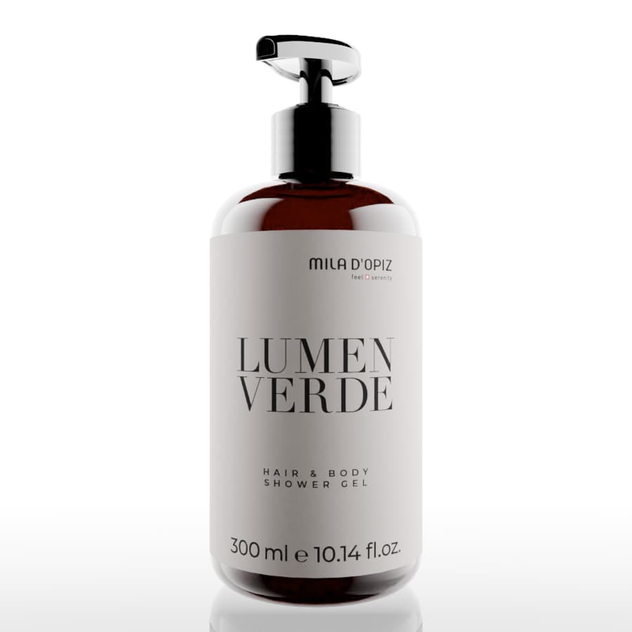 MILA D'OPIZ Lumen Verde Hair & Body Shower Gel in brauner Pumpflasche, 300 ml Duschgel für Haare und Körper
