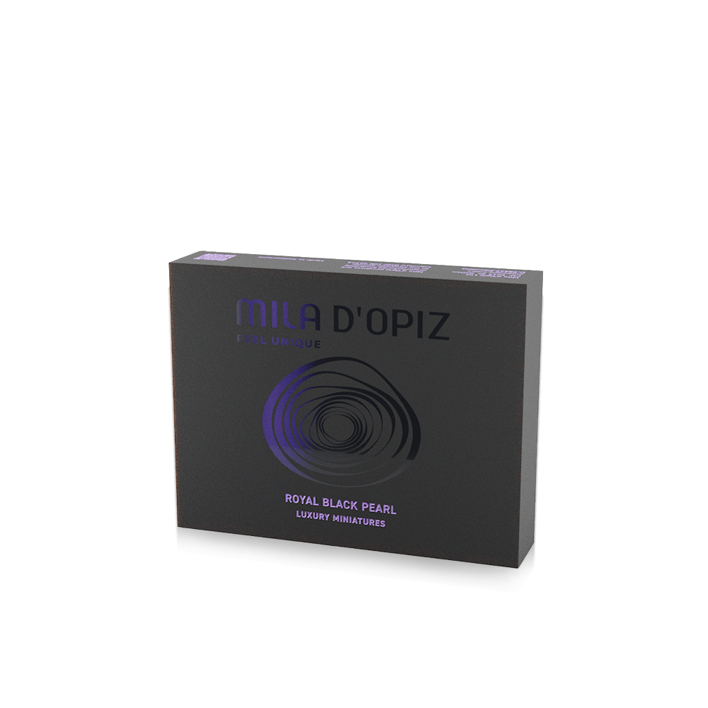 Schwarze MILA D'OPIZ Geschenkbox „Royal Black Pearl“ Luxury Miniatures Set