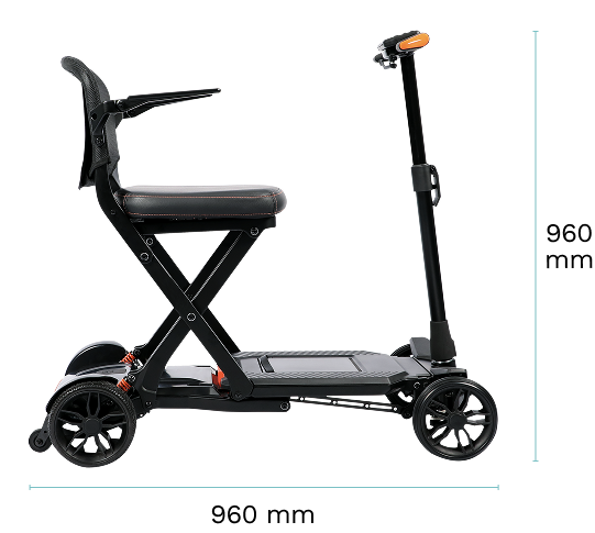 Abmessungen des PIKOULTRA Elektromobils im ausgeklappten Zustand